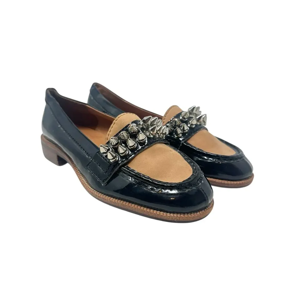 Jeffrey Campbell Bite-2 Studded Loafers‎ Patent Leather Black Size 37 US 6.5